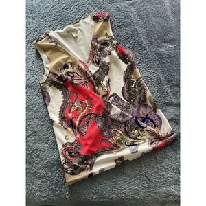 Dana Buchman purple paisley Size S sleeveless blouse Professional wear Work‎